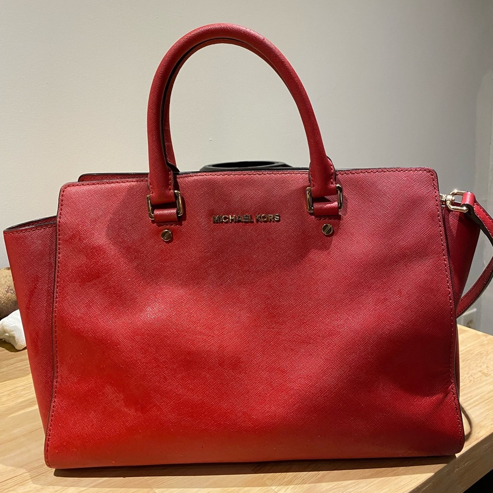 Michel Kors Red Leather Bag